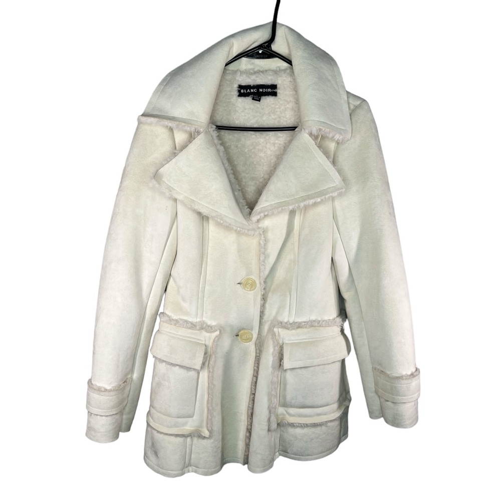 Blanc Noir Suede Sherpa White Coat M